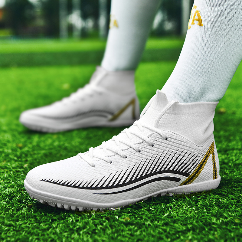 跨境新款c罗梅西高帮足球鞋男碎钉运动鞋人造草地ag长钉训练代发