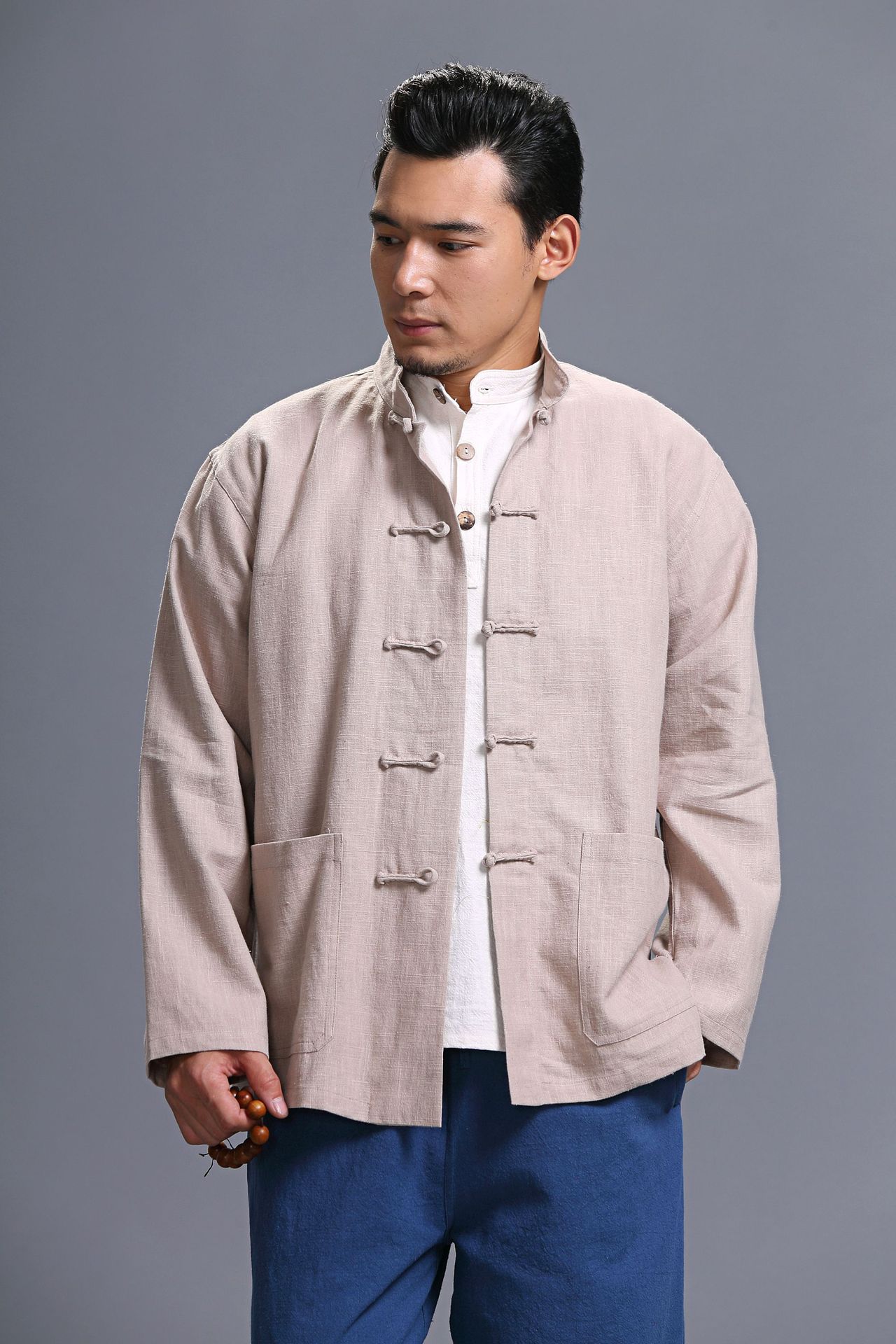 麻凡 面料男装改良唐装对襟衣 苎麻中式盘扣 开衫 多色可选