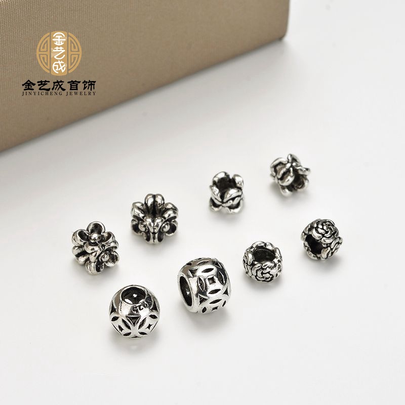 S925纯银泰银隔珠串件串珠隔片 diy手工串珠玛瑙佛珠饰品配件配饰