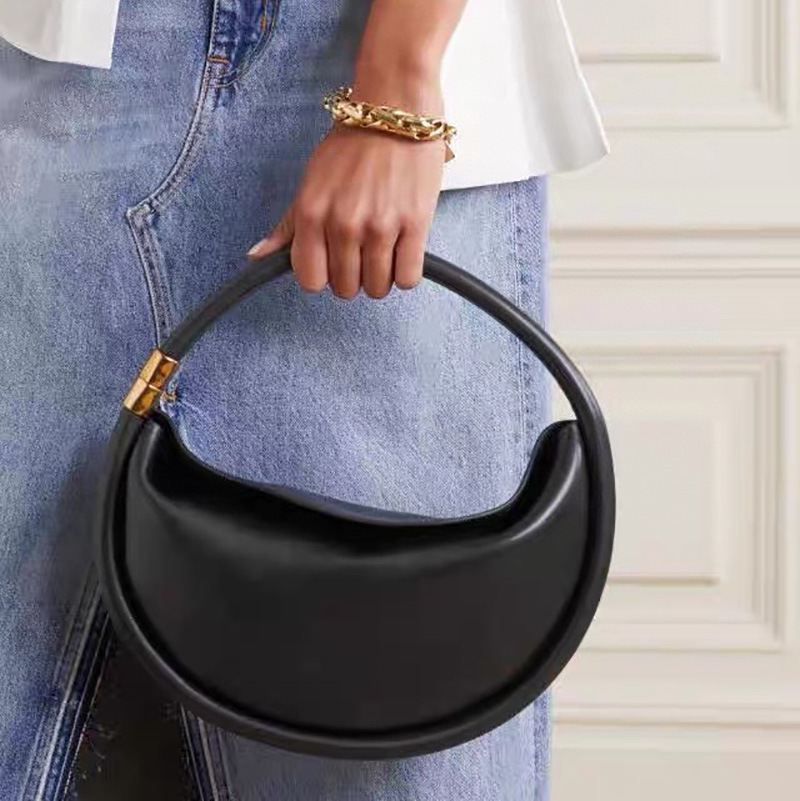 泰国小众boyy新款牛皮手提包腋下包 半圆包单肩包 欧美外贸女包