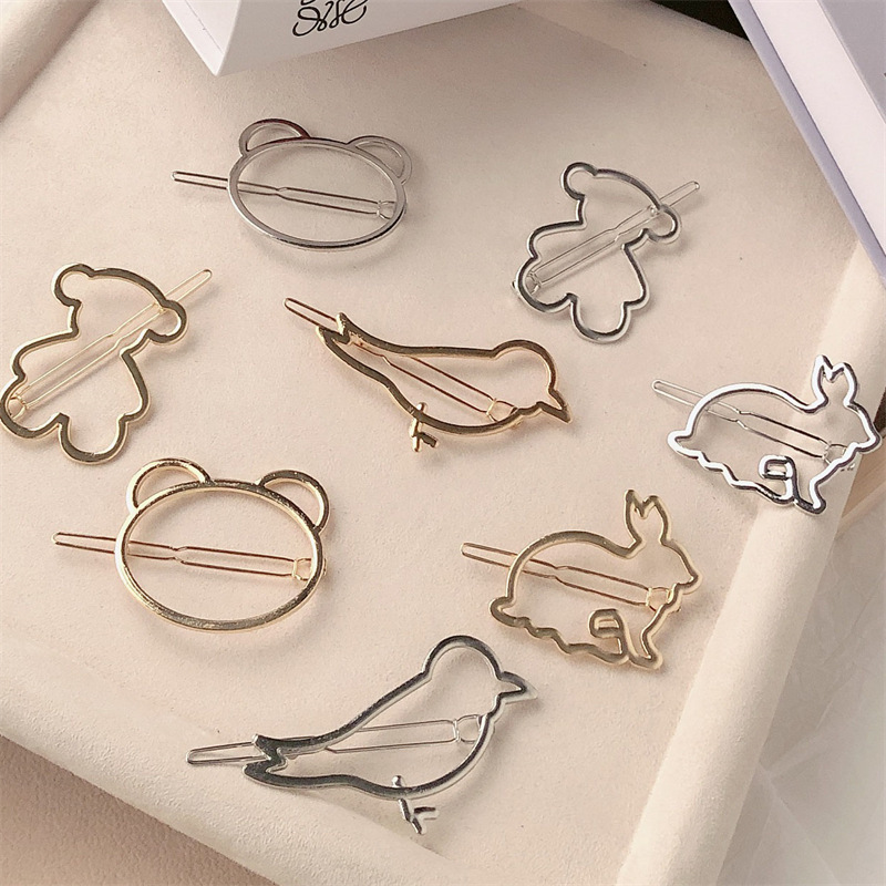 Personalized Minority Design Sense French Bird Hairpin Girl's Broken Hair Bear Clip Rabbit Alloy Hair Clips Hair Accessories