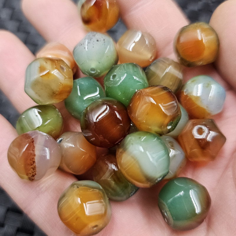 孔雀玛瑙六棱珠玉石散珠紫绿玛瑙多棱路路通手链项链饰品配件珠子