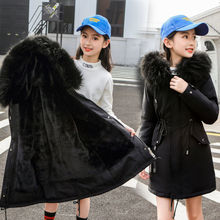 女童派克服2022新款洋气冬装中长款中大童加绒外套羽绒棉服女