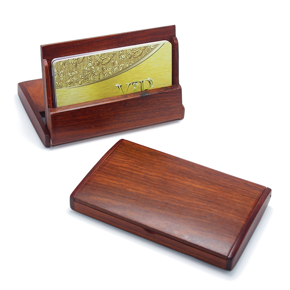红木实木名片盒 木质卡片盒 国风名片夹传统复古名片座可雕刻logo
