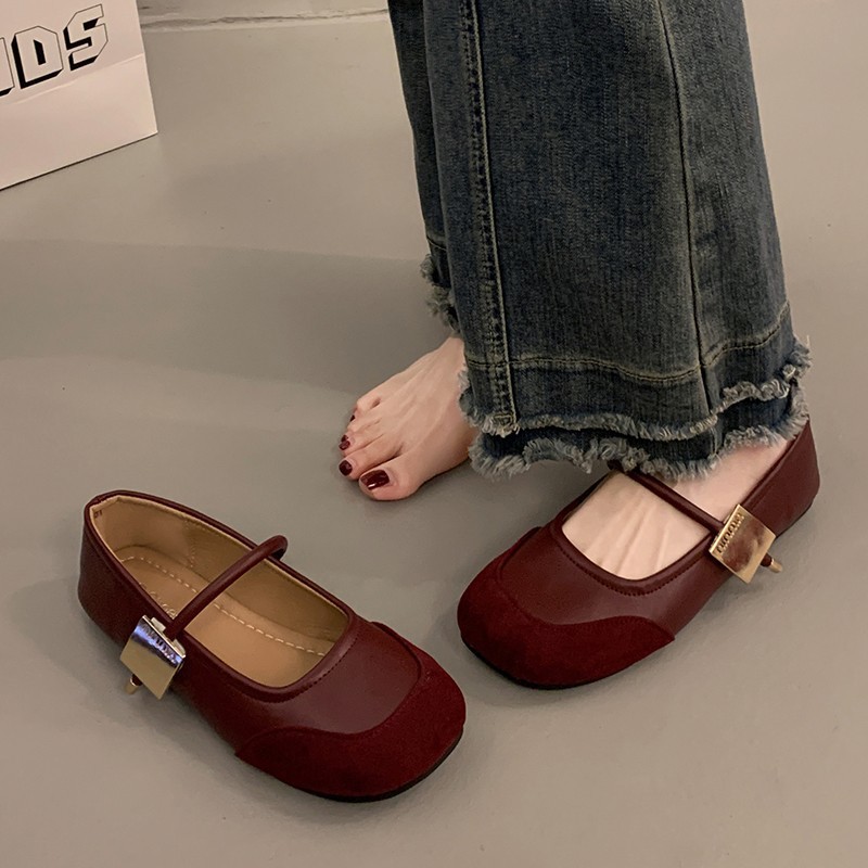 Xiaohongshu Popular Soft Leather Retro round Toe Metal Buckle Loafers Women's Korean Style New Ugly and Cute Mori Style Small Leather Shoes Women