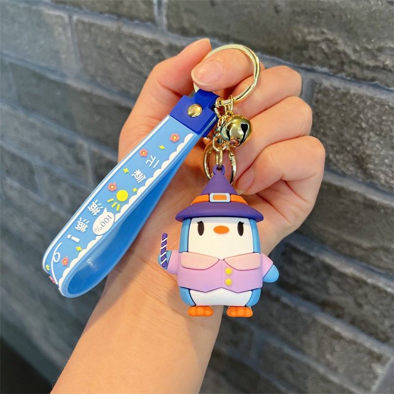 Genuine Creative Magic Penguin Keychain Cute Magic College Penguin Key Chain Men and Women Handbag Pendant