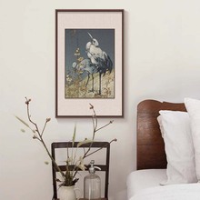 白鹭轻奢客厅沙发背景墙装饰画北欧油画飞鸟动物中式玄关卧室挂画