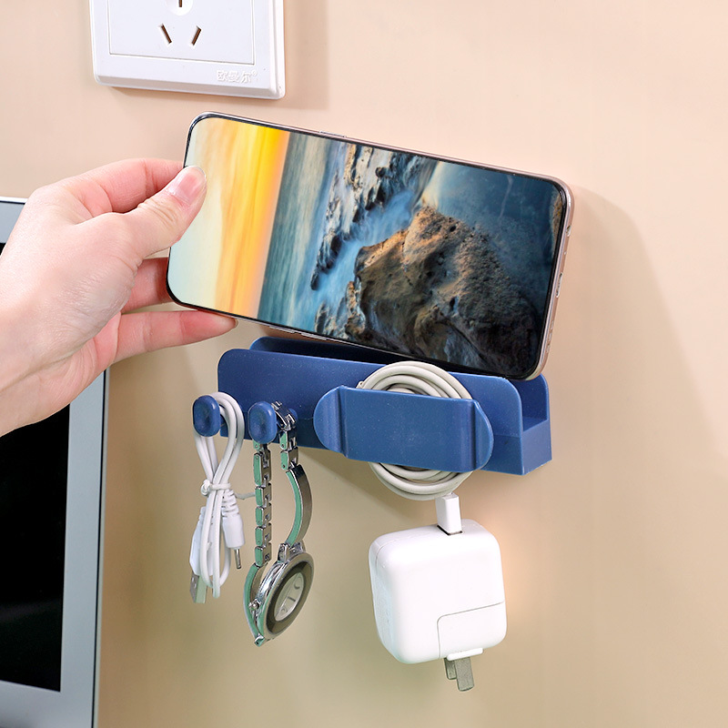 Wall Phone Charging Plug Holder Sticky Hook Cord Manager Wire Storage Fixing Clip Punch-Free Wire Holder