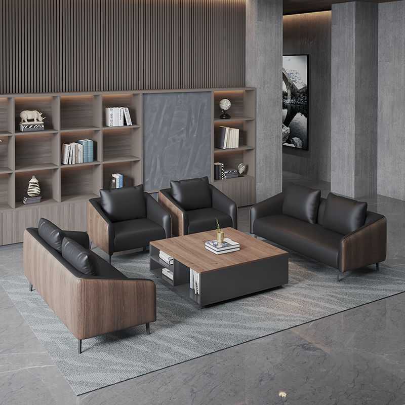 办公沙发茶几组合套装简约现代休闲商务接待室创意真皮办公室沙发