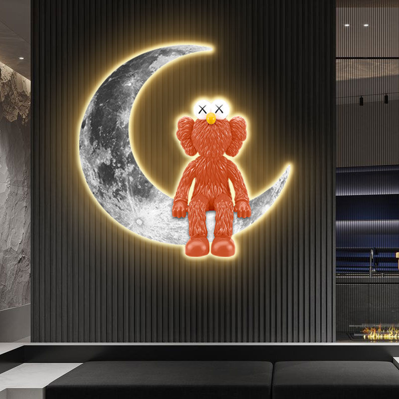 led发光玄关装饰画kaws潮牌暴力熊客厅背景墙挂画现代时尚卧室画