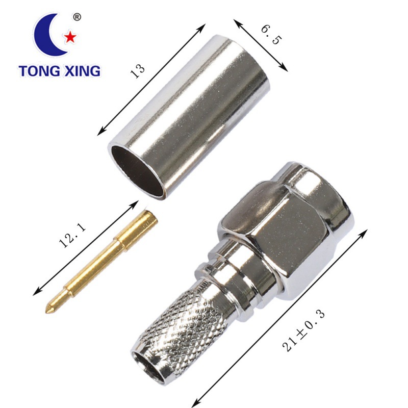 SMA-3D RG58U 射频跳线 镀镍公头