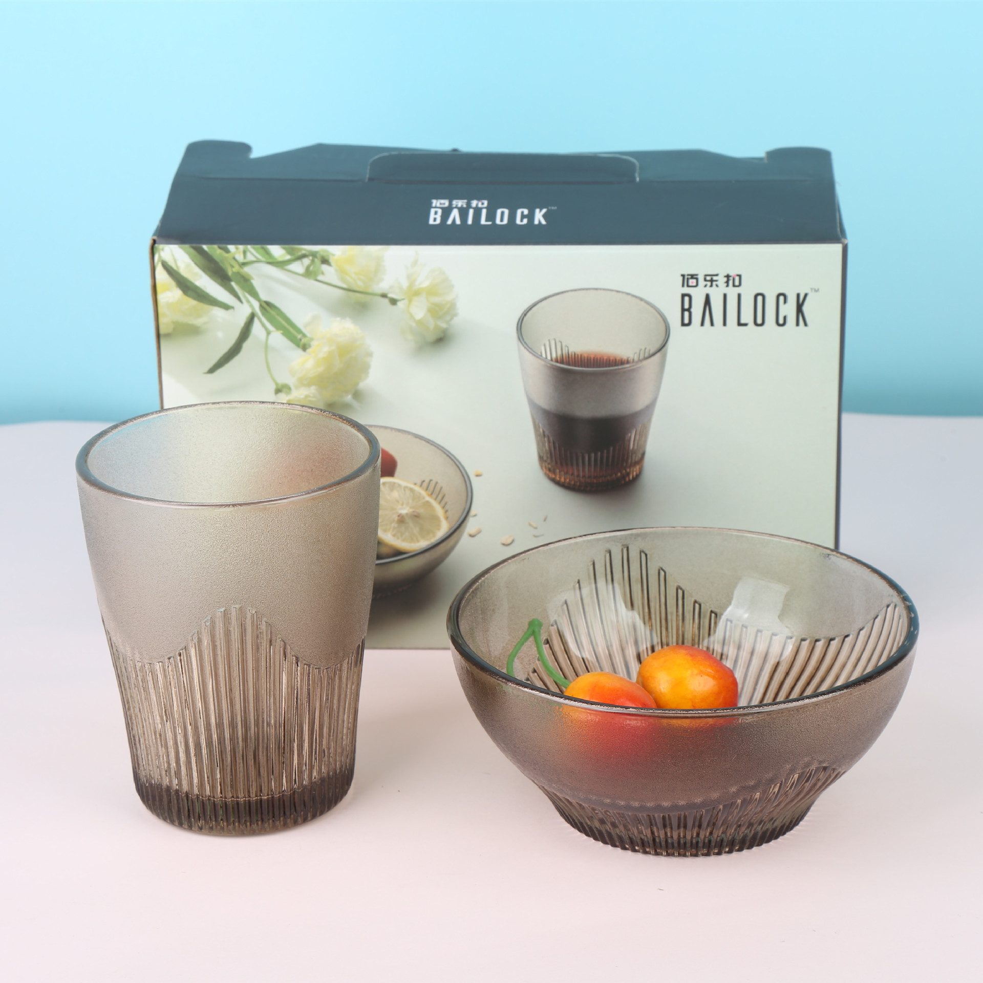 玻璃杯碗两件套装沙拉水果碗 随手早餐牛奶水杯会员实用的礼品