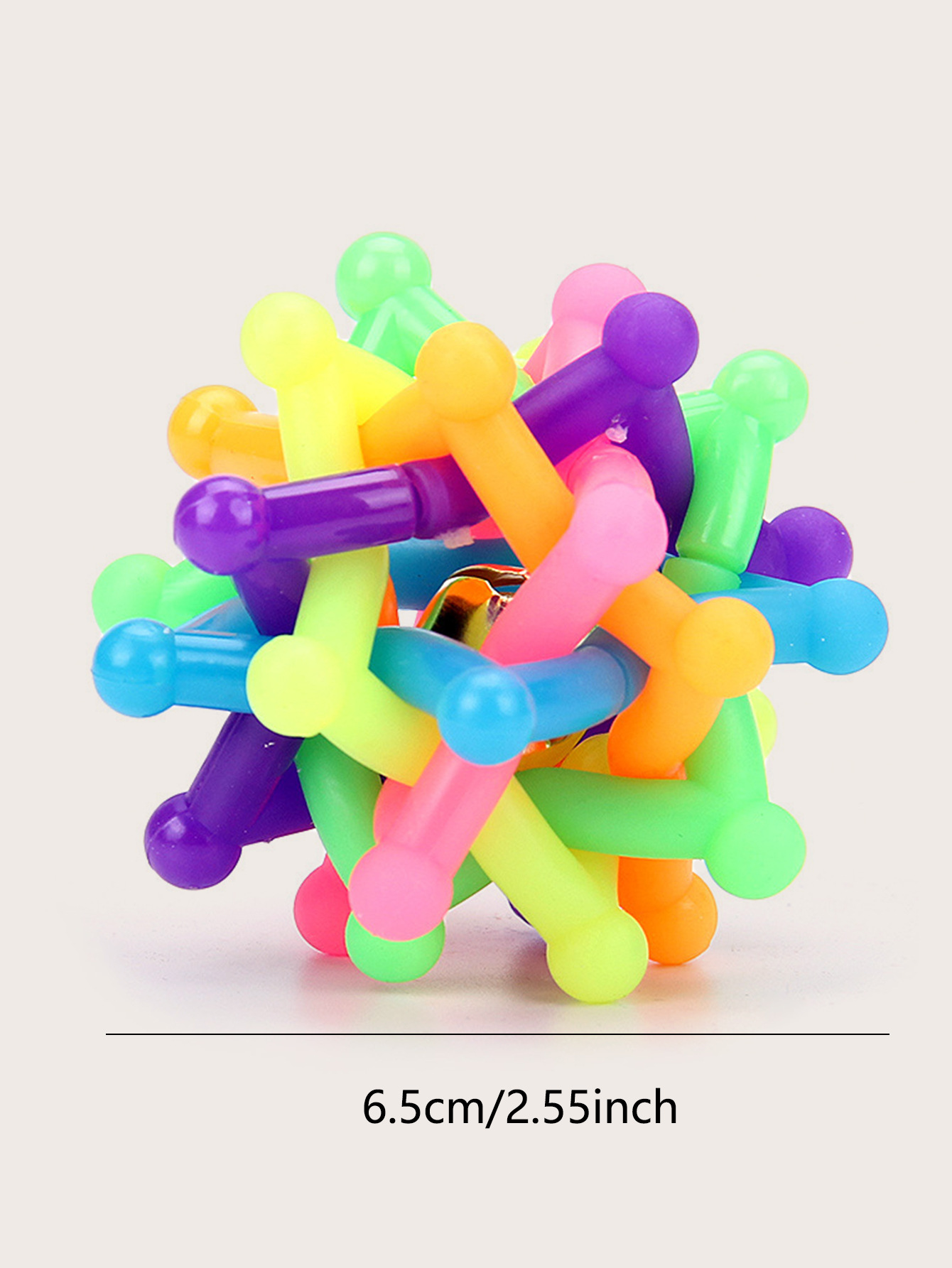 宠物七彩铃铛球 软胶铃铛七彩六角球 发声玩具 宠物玩具