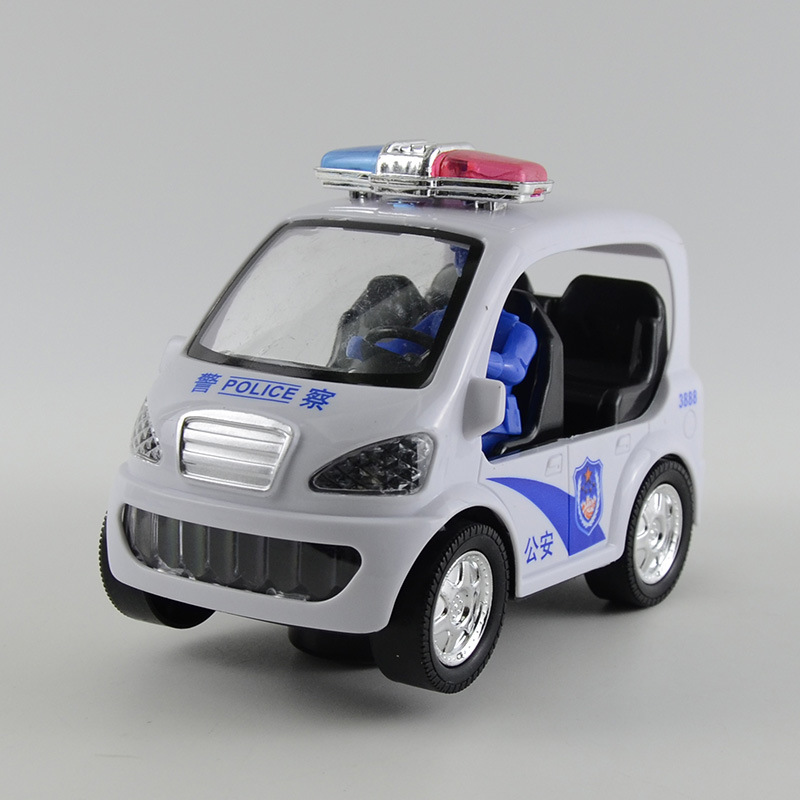 3888电动万向灯光音乐警察巡逻车儿童灯光玩具警车行走地摊批发