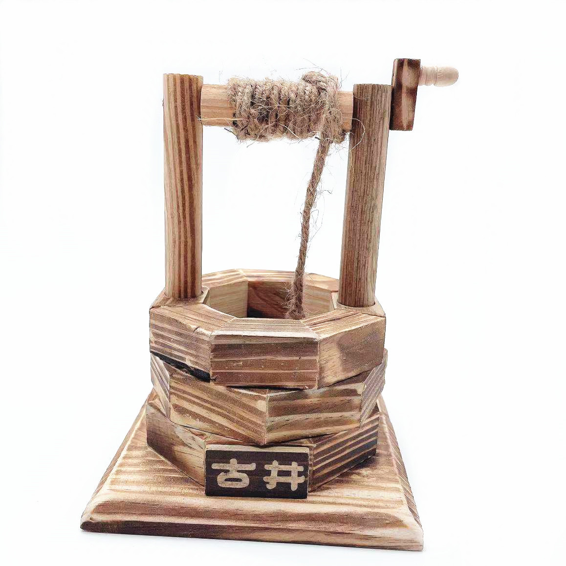 木质办公家居装饰摆件仿古木制古井木制工艺品仿真水井庙会玩具