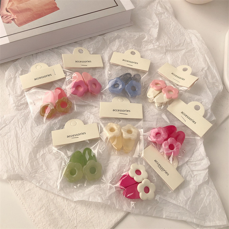 Toffee Color Flower Barrettes Sweet Cute Bangs Clip Side Clip All-Matching Girlish Hairpin Hair Clip for Broken Hair Barrettes Sub Hair Accessories