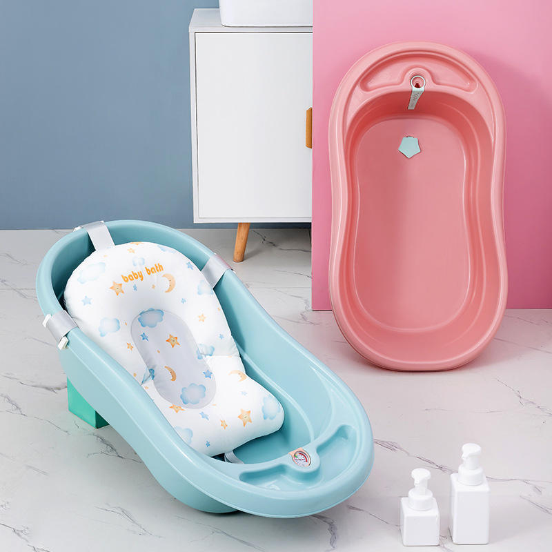 纪元塑料婴儿洗澡盆 带温度计儿童浴盆 家用宝宝洗澡桶新生儿用品