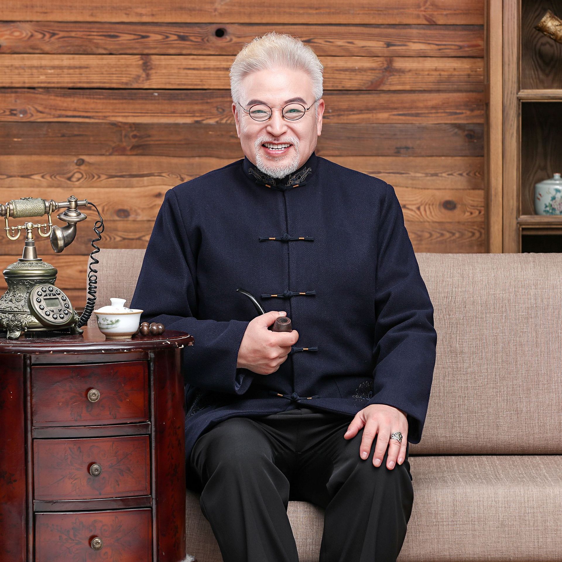 唐装男中老年秋冬外套中式礼服爷爷喜庆祝寿汉服宽松中山装中国风