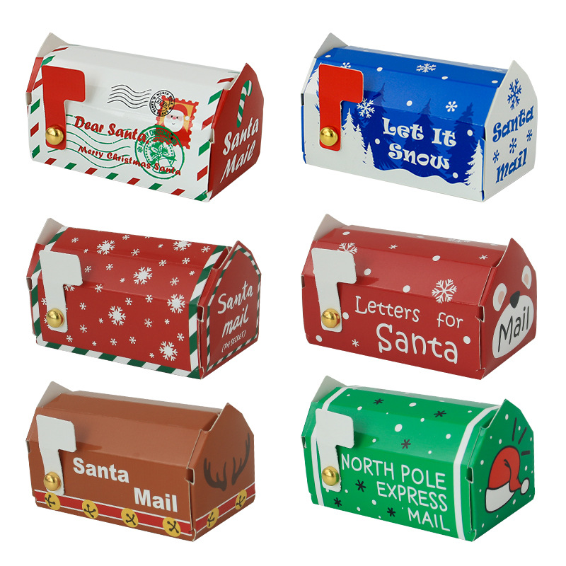 圣诞节新款糖果盒 彩色信箱糖盒方形喜糖盒 跨境圣诞礼品包装纸盒