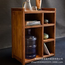 复古老榆木茶水柜办公室禅意可移动烧水茶台实木靠墙收纳餐边柜