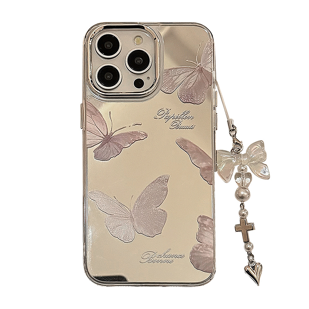 Mirror Fairy Butterfly Pendant for Apple 15pro Phone Case Max Elegant Iphone14 Drop-Resistant 13 Hard 12