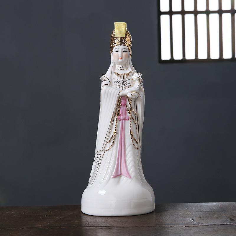 妈祖神像天上圣母天后海神娘娘湄洲岛妈祖陶瓷摆件家居供奉保平安