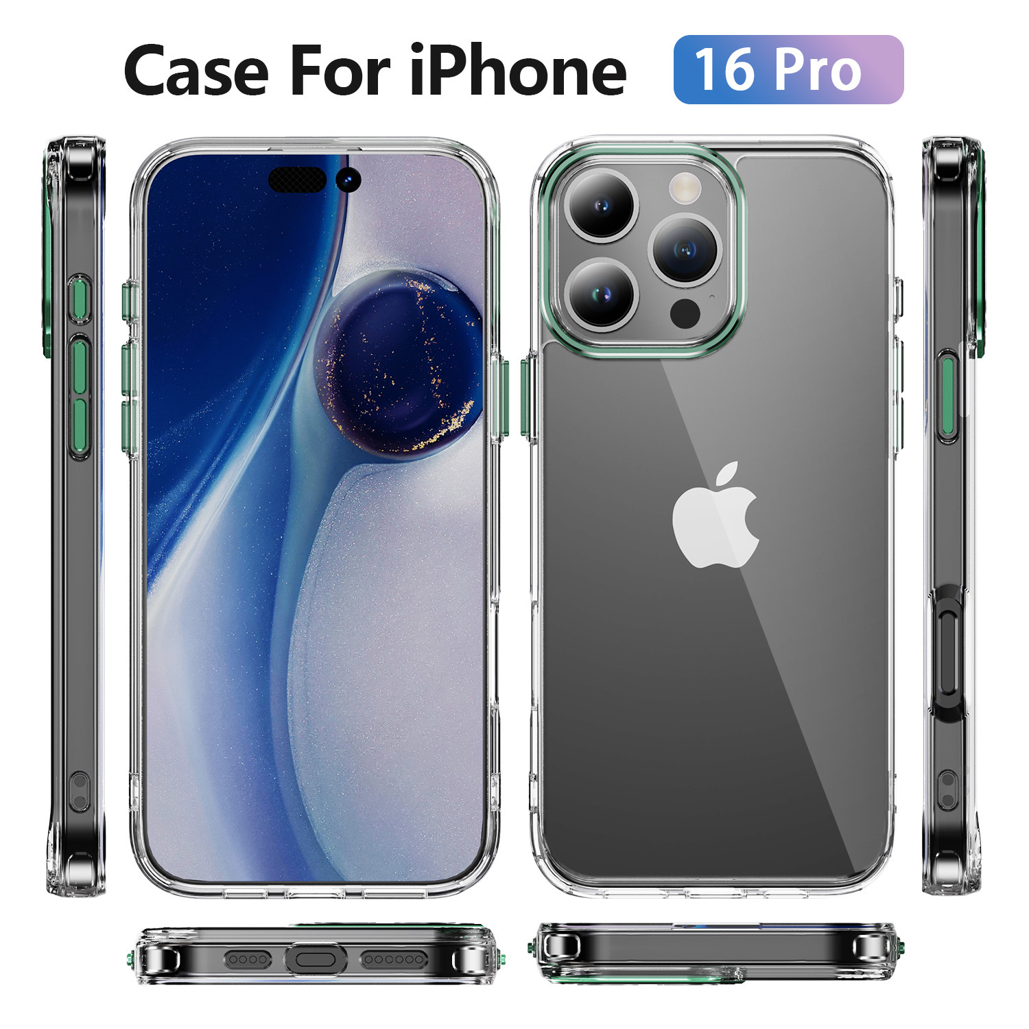 新款幻影适用于ip16pro二合一新高透手机套 ip16promax五金镜头框