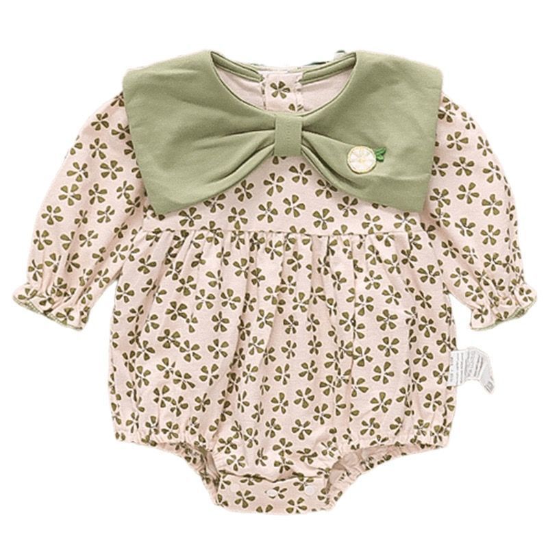 2024 Spring and Autumn New Ins Baby Clothes Korean Floral Bag Fart Jumpsuit Baby Girl Long Sleeve Cotton Romper