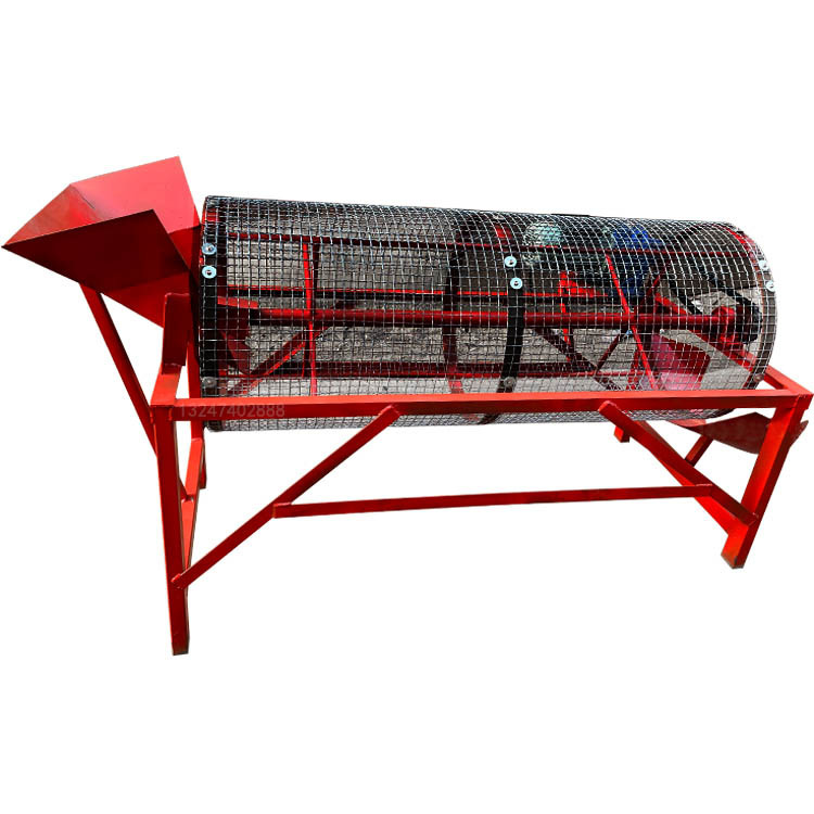 小型电动滚筒筛沙机筛草机带毛刷木屑药材食品筛选机