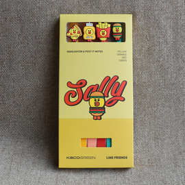 kaco荧光笔 联名布朗熊莎莉鸡 卡通荧光笔记号笔便签纸套装彩色笔