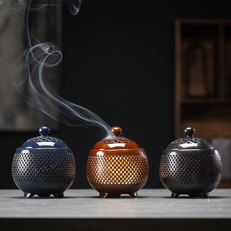 陶瓷电子熏香炉电香炉插电小夜灯家用茶室摆件室内熏香器小香炉