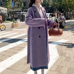 紫色双面绒大衣女2025秋冬新款韩版中长款宽松时尚过膝毛呢外套