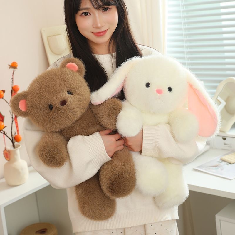 跑跑小熊可爱粉色猪猪玩偶陪睡公仔兔子娃娃毛绒玩具女生日礼物