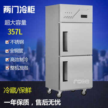 商用工程款两门冷柜 保鲜冷冻冰箱 立式两门冰箱 厨房冷柜 高性价