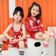 爵士舞蹈服装儿童亮片女孩韩版女童嘻哈街舞套装走秀服演出服装潮