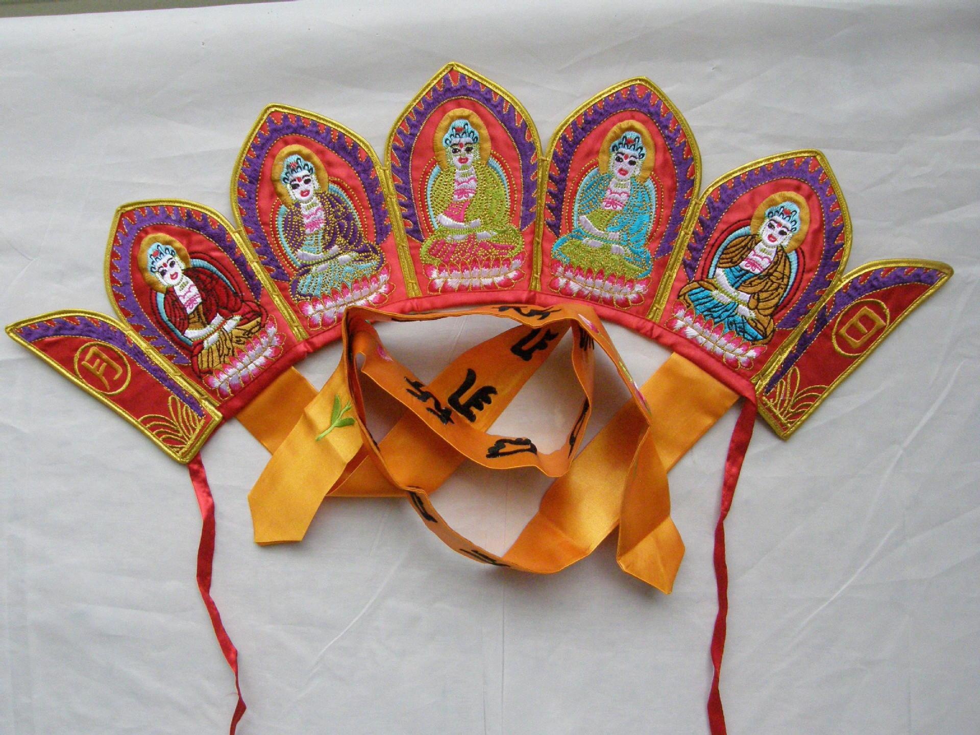 居士帽五佛冠僧服帽和尚帽法师帽影视表演刺绣唐僧帽五佛片佛帽