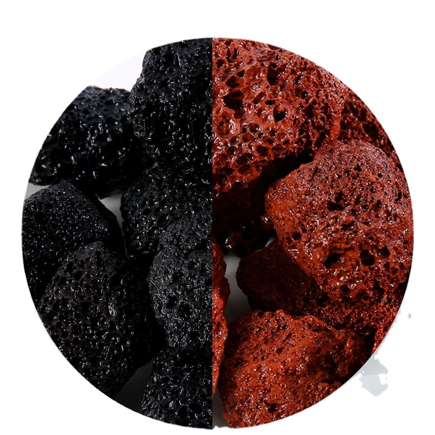 黑色火山石颗粒用多肉园林造景绿化污水处理用火山岩块多孔火山石