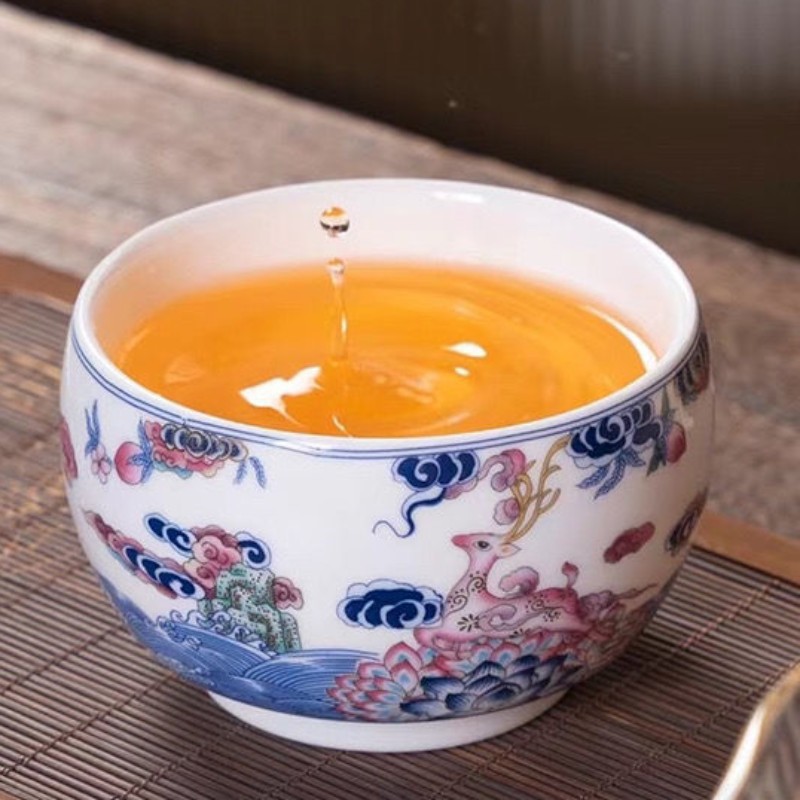 一路鹿高升主人杯珐琅彩高档一路平安喝茶杯子陶瓷宫廷风品茗杯