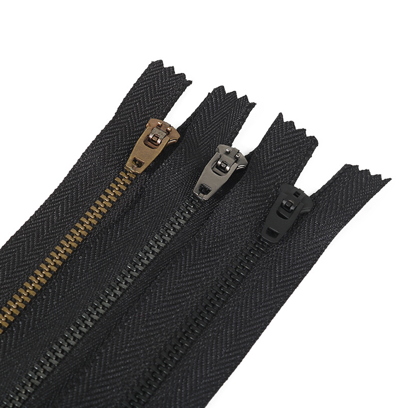 Factory Wholesale 3#4#5# Bronze Metal Zipper Closed Tail Brass Zipper Head Zipper Jeans Zipper