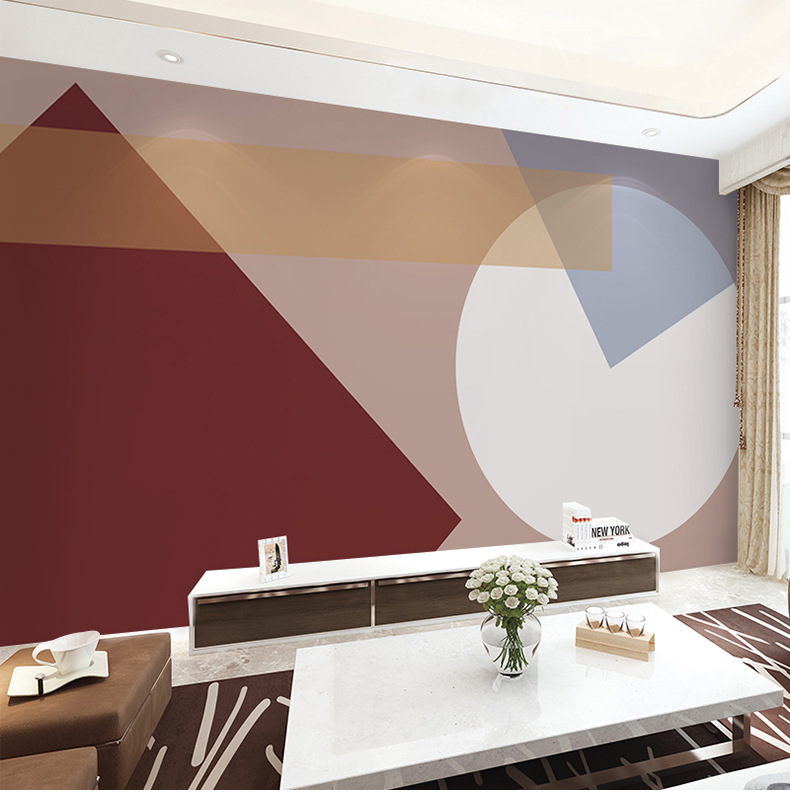 3d北欧色块流行创意拼色几何大气艺术壁画客厅墙布壁纸民宿背景墙