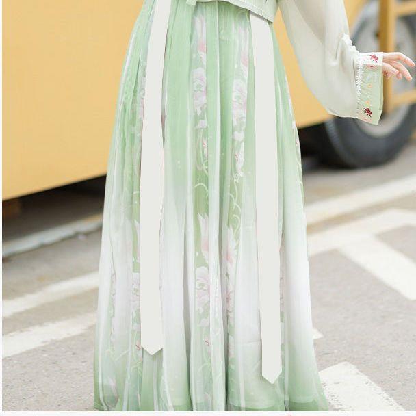Yuanshan E-Dai Adult Hanfu 2023 New Mu Qingsi Tang Beizi Pleated Skirt Female Improved Daily Elegant Fairy