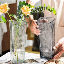 网红简约创意方形北欧透明玻璃花瓶水养插花客厅摆件水培装饰品件
