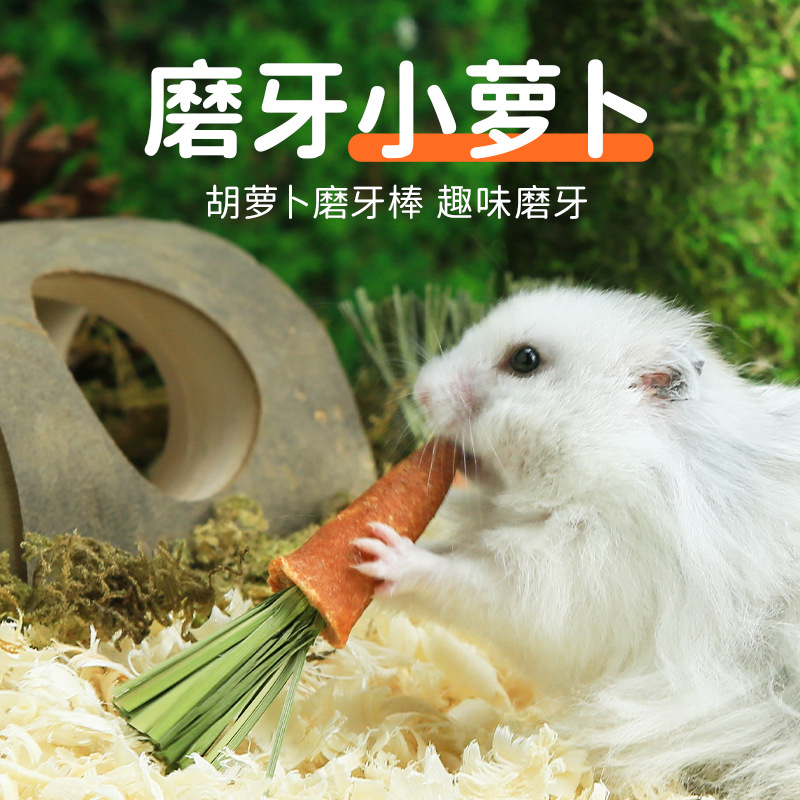 去宠去皮小欣仓鼠磨牙棒零食金丝熊胡萝卜兔子磨牙石专用玩具造景