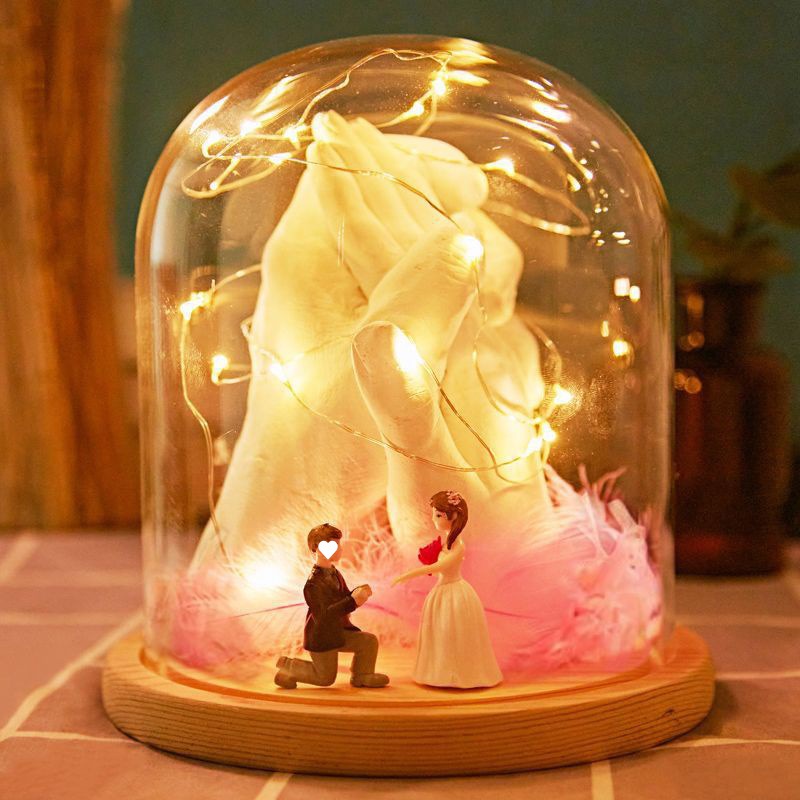 七夕diy制品3d情侣手膜石膏手模型克隆粉闺蜜制作材料