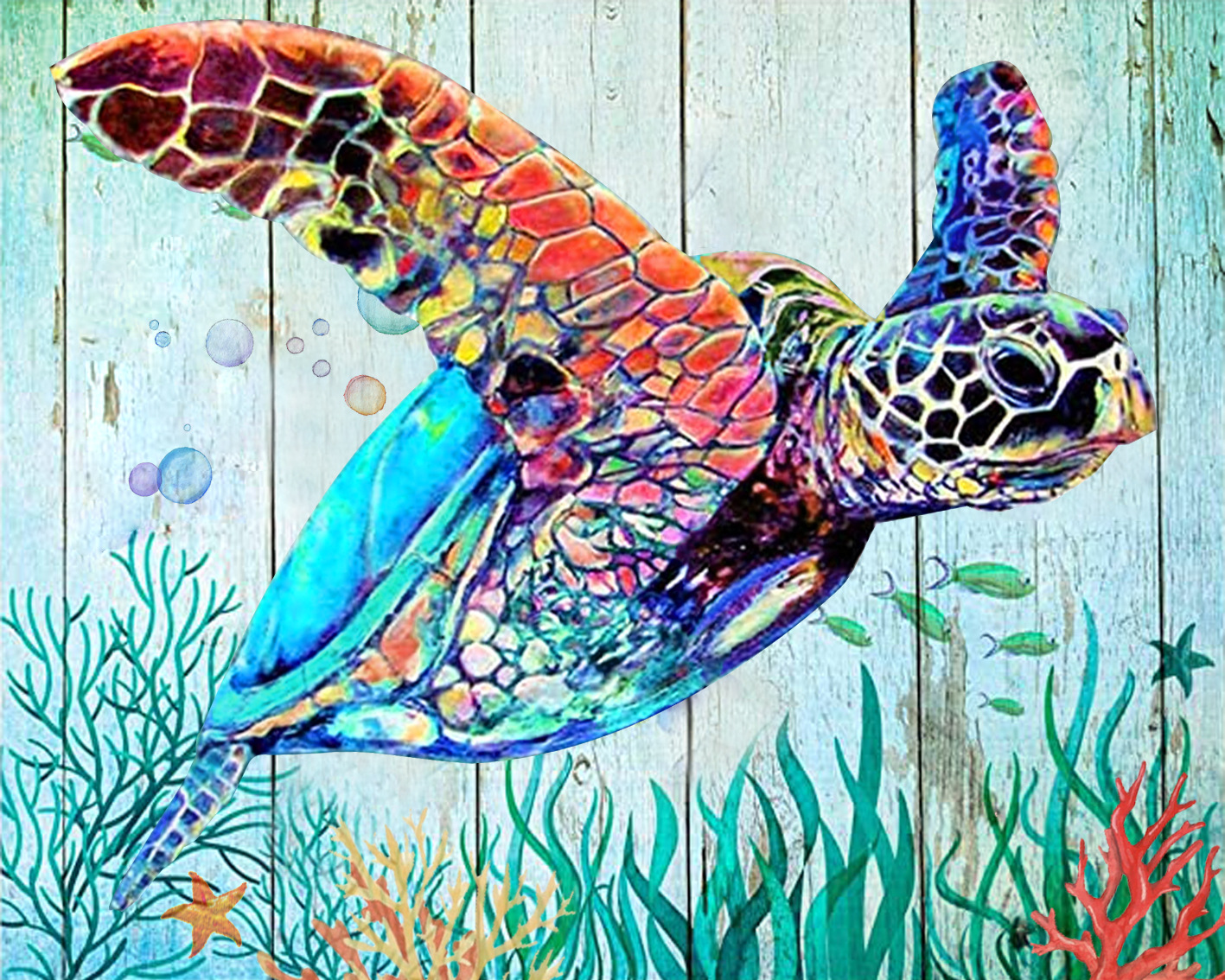 个性定制手绘diy数字油画 抽象海龟数字油画 家居装饰画厂家定制