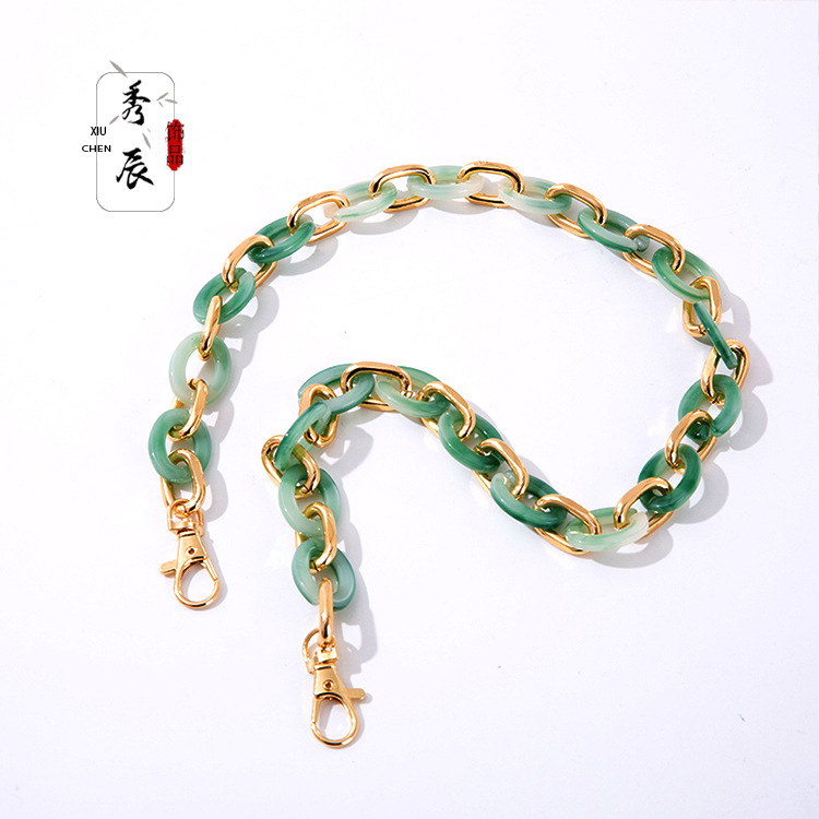 Resin Acrylic Stone Color Acetate Mixed Metal O-Shaped Women's Bag Single-Room Hand-Held Messenger Bag Strap Chain Accessories