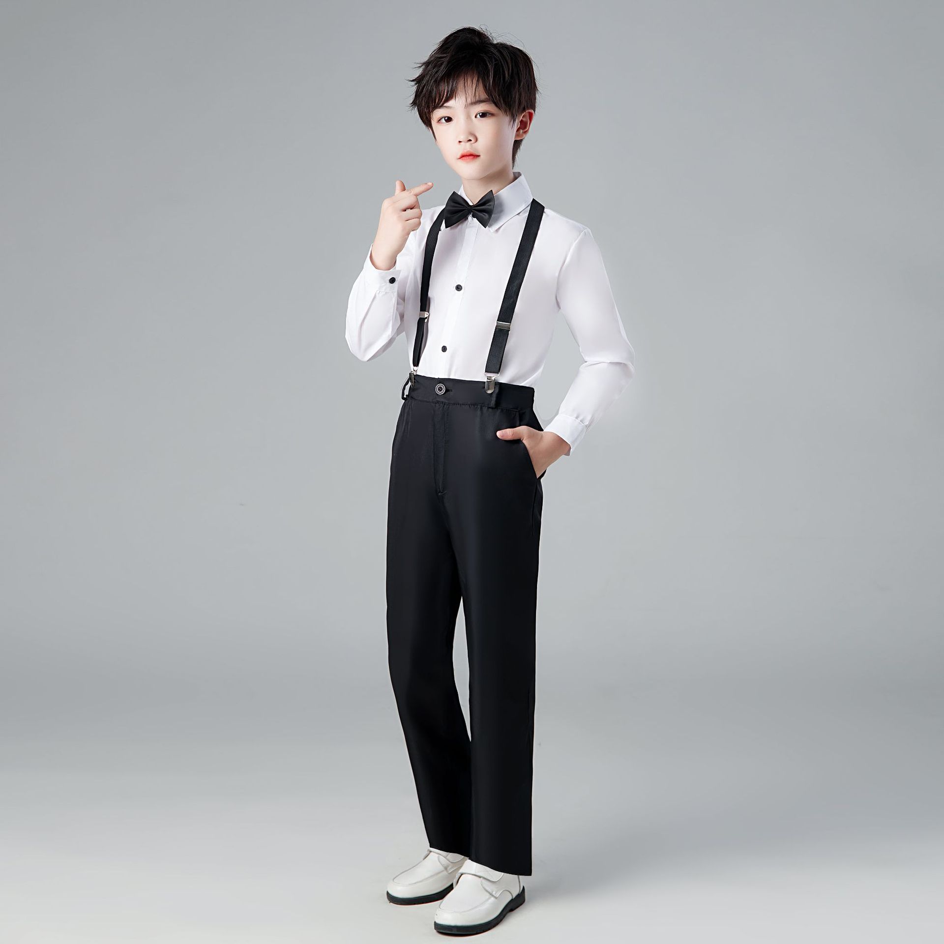 时尚儿童演出舞蹈大合唱服饰礼服搭配背带小学生表演背带裤服装