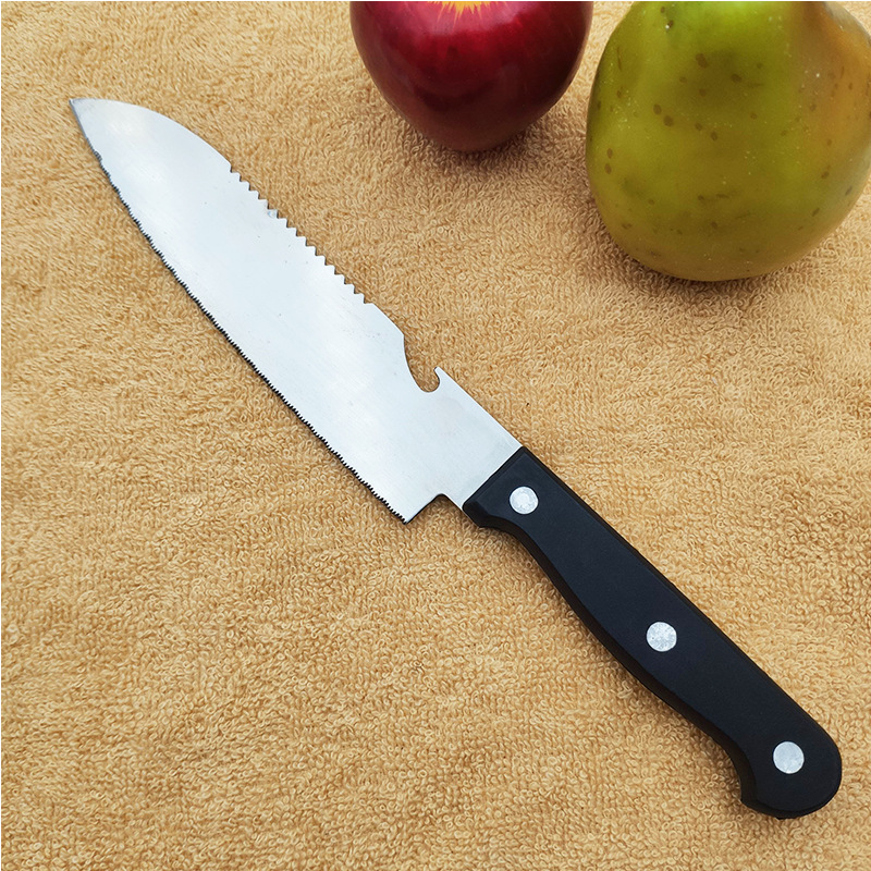 不锈钢高端日式厨师刀 厨房专用切片刀水果刀 锋利切菜刀锯齿牙刀