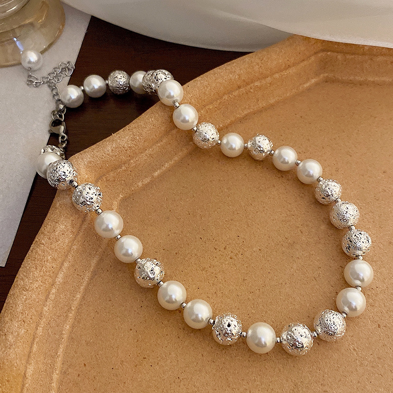 French Style Retro Elegant Baroque Pearl Necklace Women's Elegant All-Match Clavicle Chain Light Luxury High Sense Necklace Wholesale