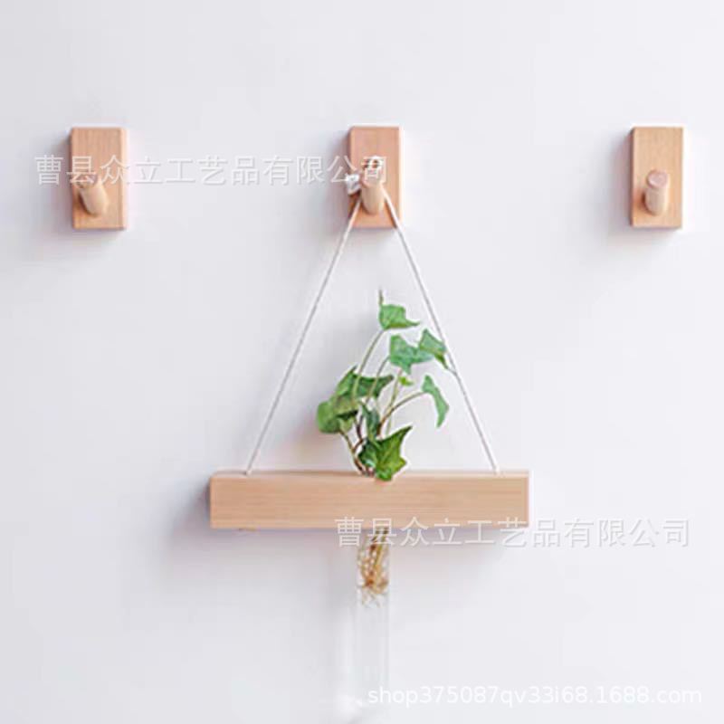 Hanger Hook Wooden Hook Nordic Ins Nail-Free Non-Perforated Clothing Store Wall Sticky Hook Stress Wall Hook